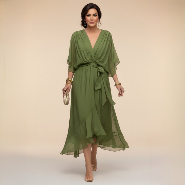 Robe en chiffon à décolleté V