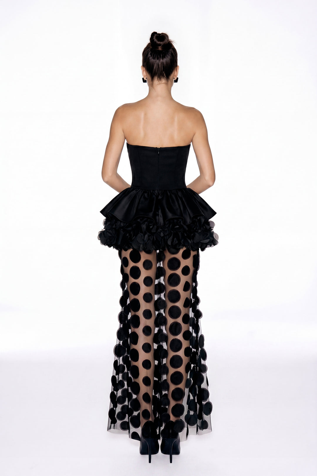 Ellwood Ruffle Dot Mesh Maxi Dress