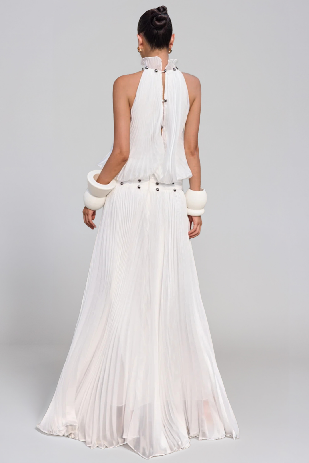 Jawad Halter Neck Ruch Maxi Dress