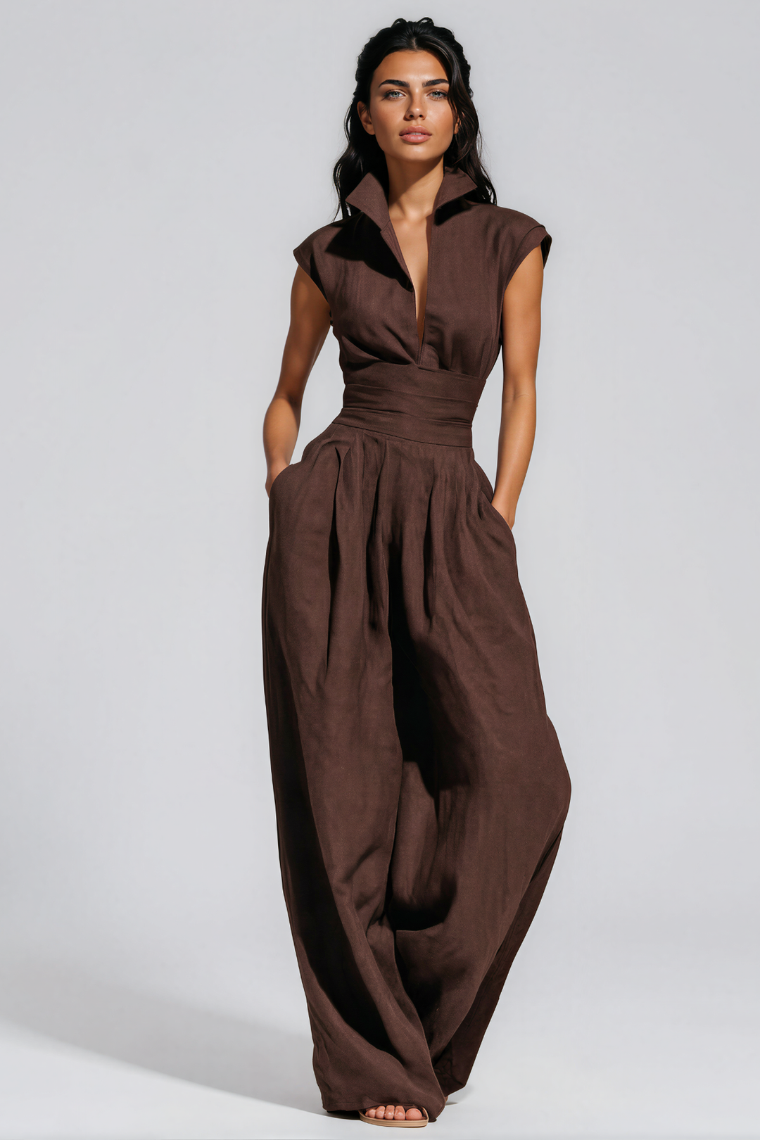 Hermanus V Neck Ruch Jumpsuit