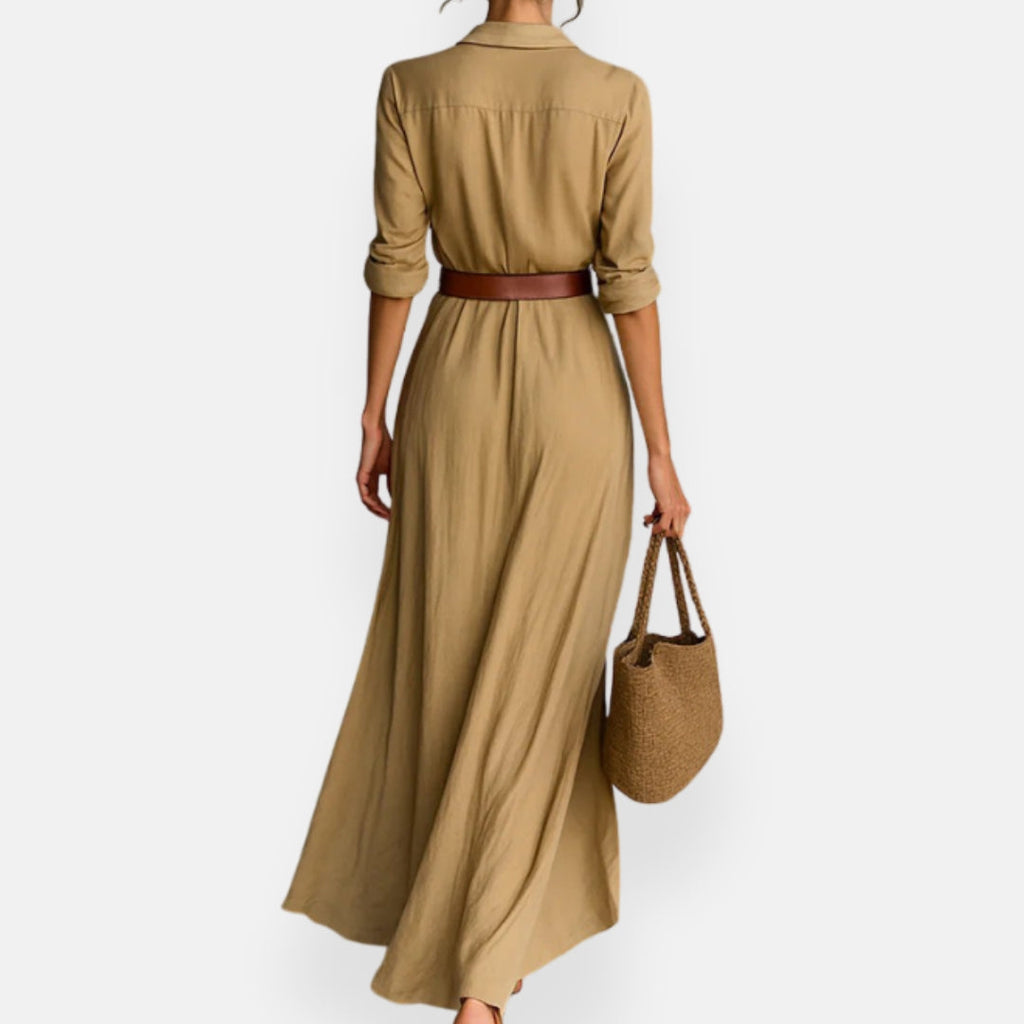 Éliora | Robe longue portefeuille ceinturée