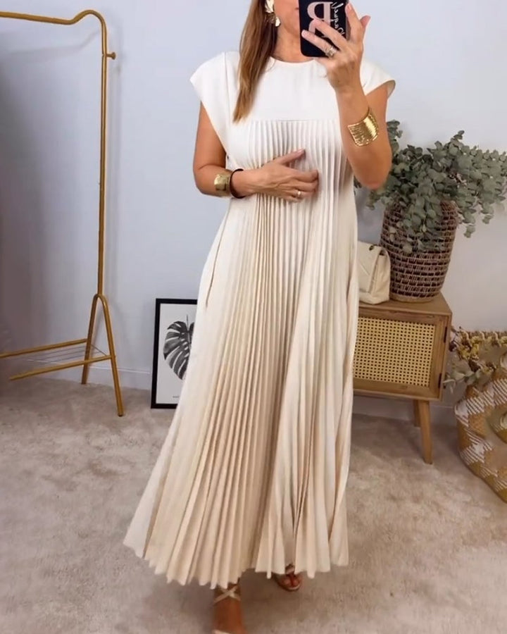 Robe Plissée Sans Manches
