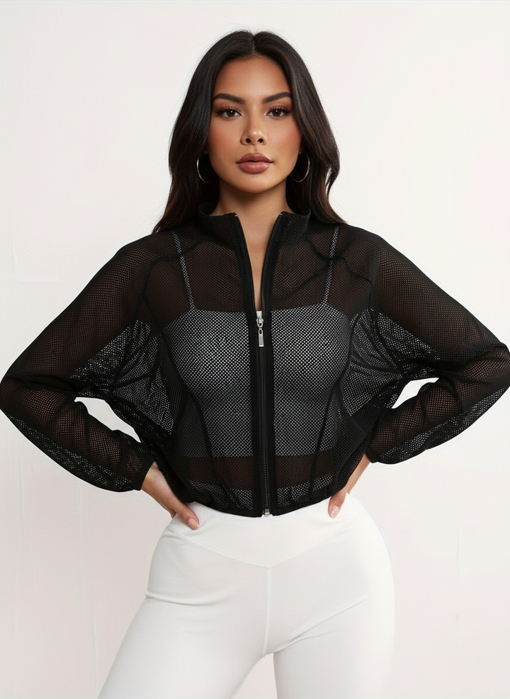 Ademend mesh jack met rits dames – Aero