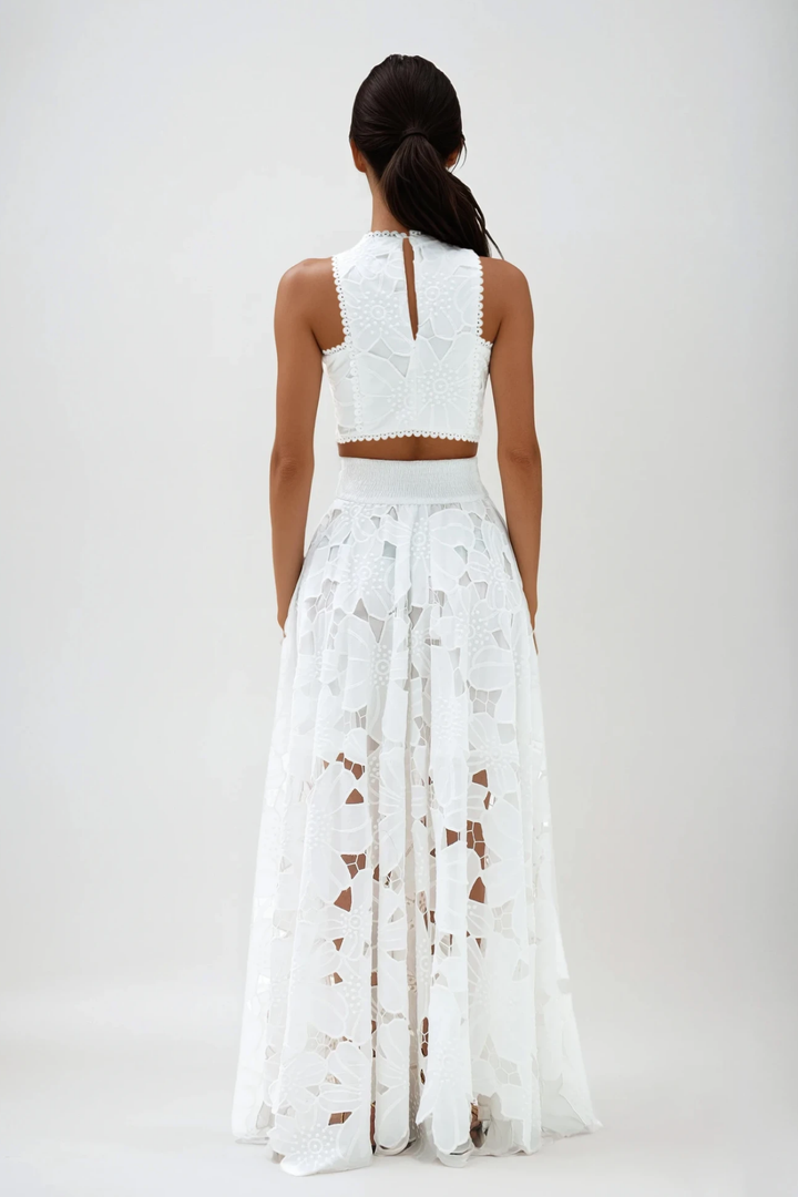 Darija Sleeveless Flower Cutout Skirt Set