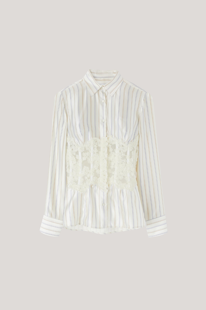 Dexter Lace Corset Stripe Shirt