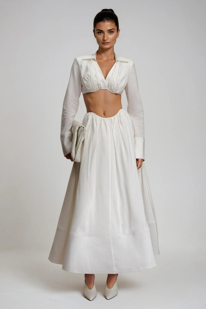 Diklah Long Sleeve Crop Skirt Set