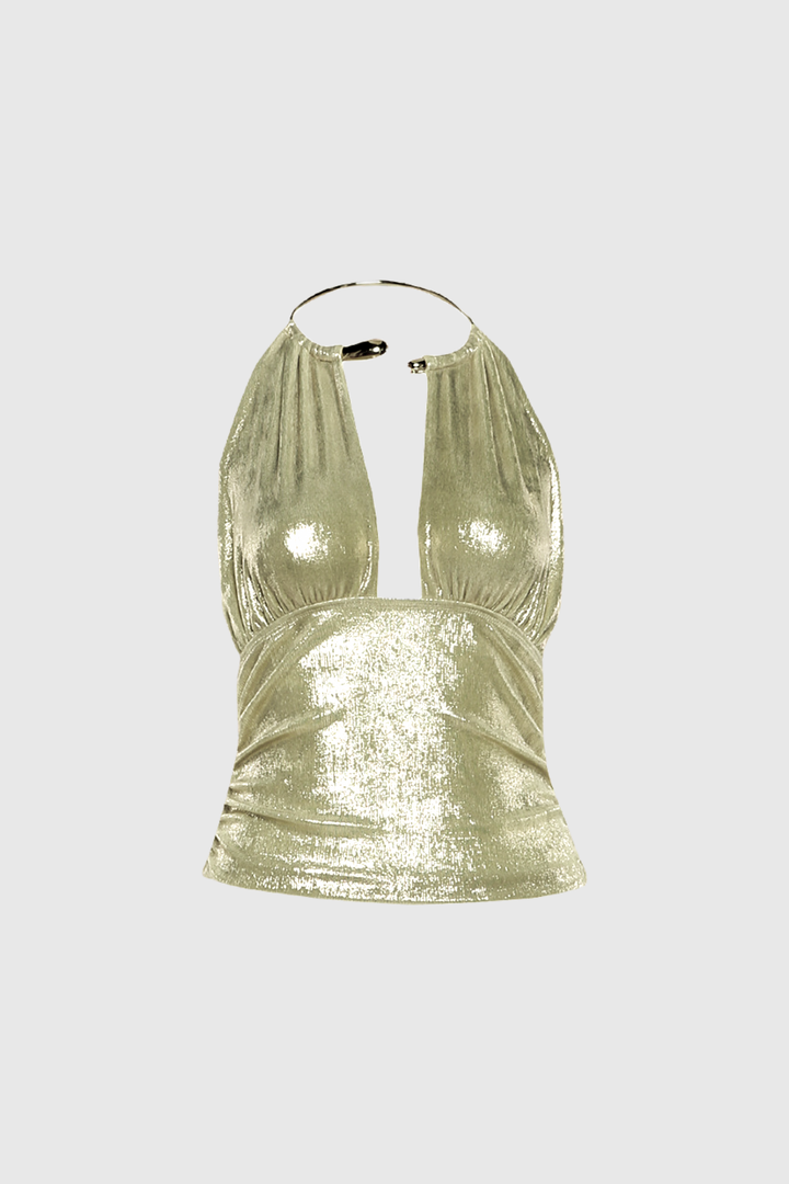 Emmalyn Plunge Metallic Top