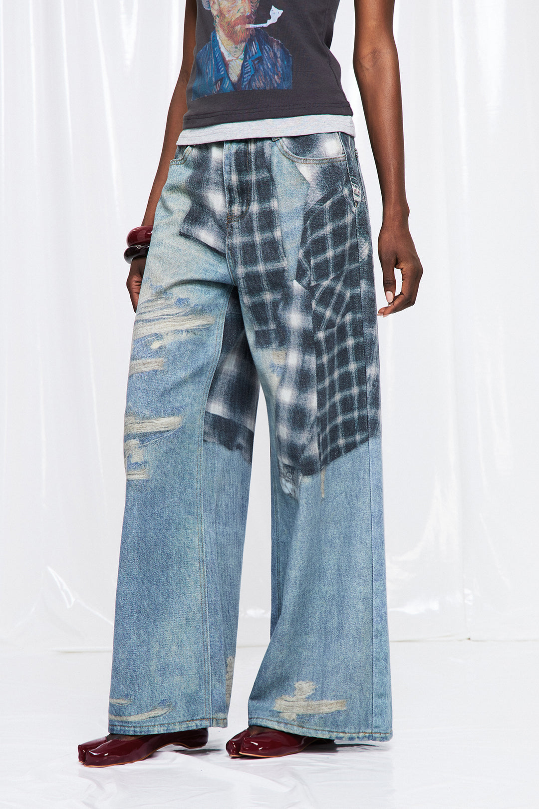 Fructus Grid Ripped Jeans