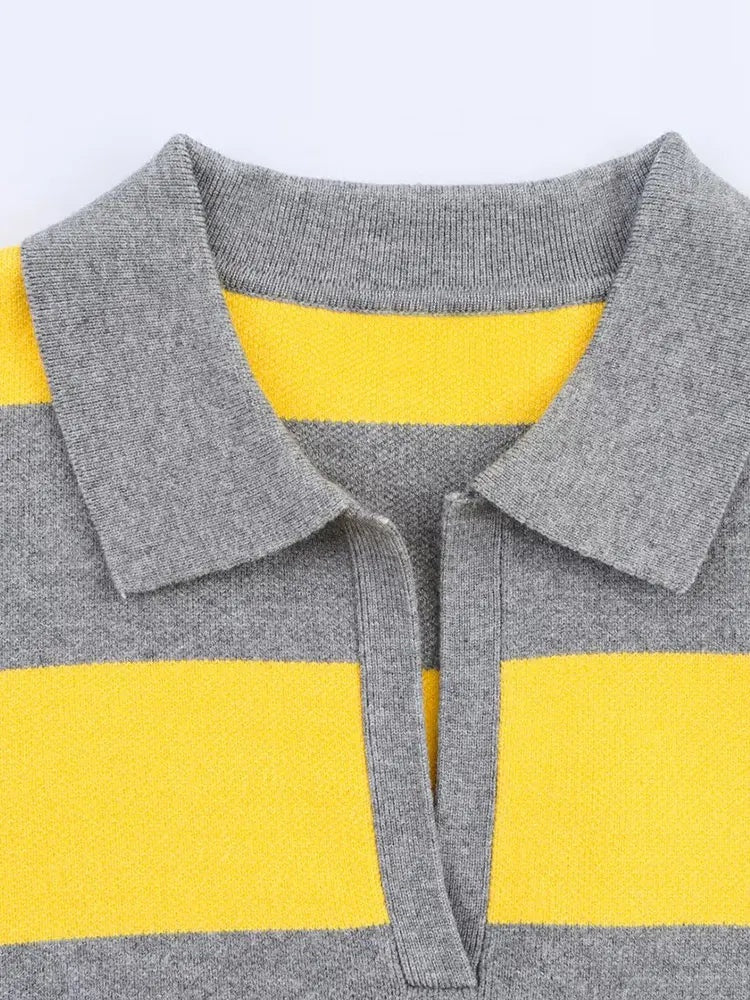 Gestreepte cropped knit polo – Séraphine