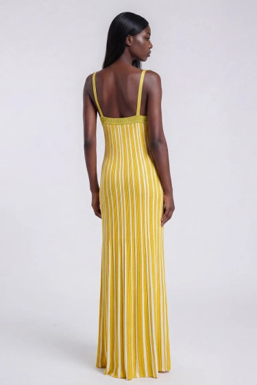 Giovannetta Sequin Knit Maxi Dress In Chartreuse