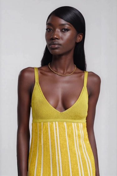 Giovannetta Sequin Knit Maxi Dress In Chartreuse