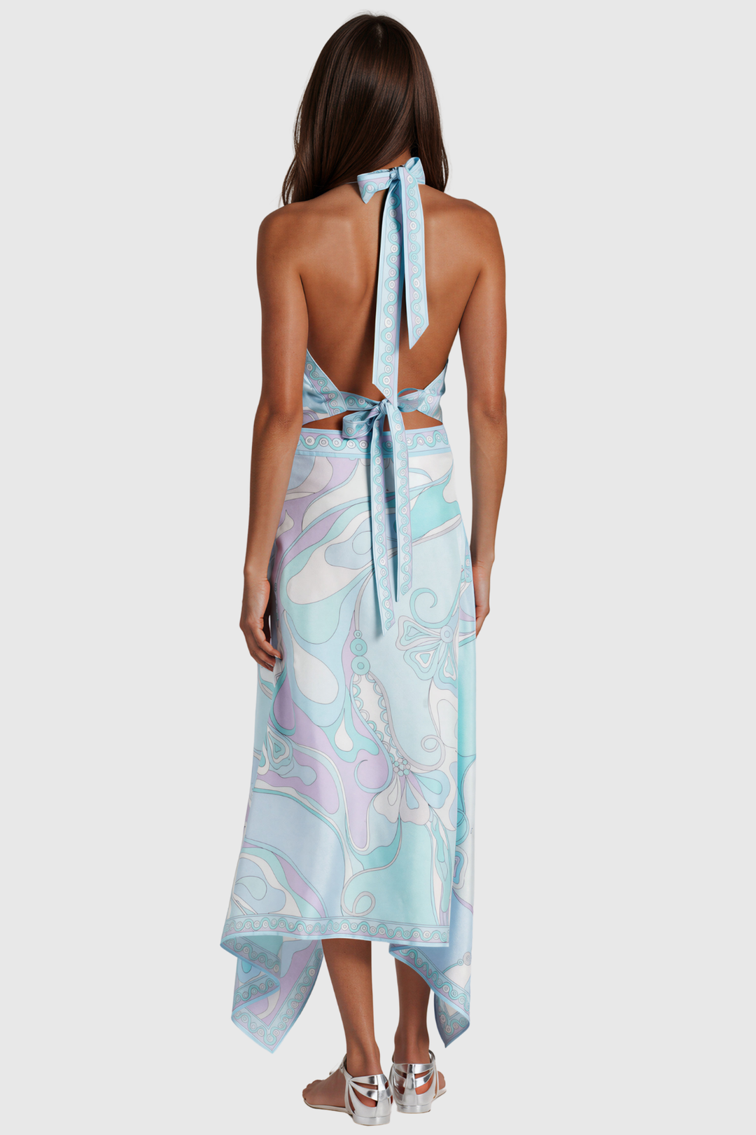 Hardmod Print Split Three Piece Skirt Set In Blue