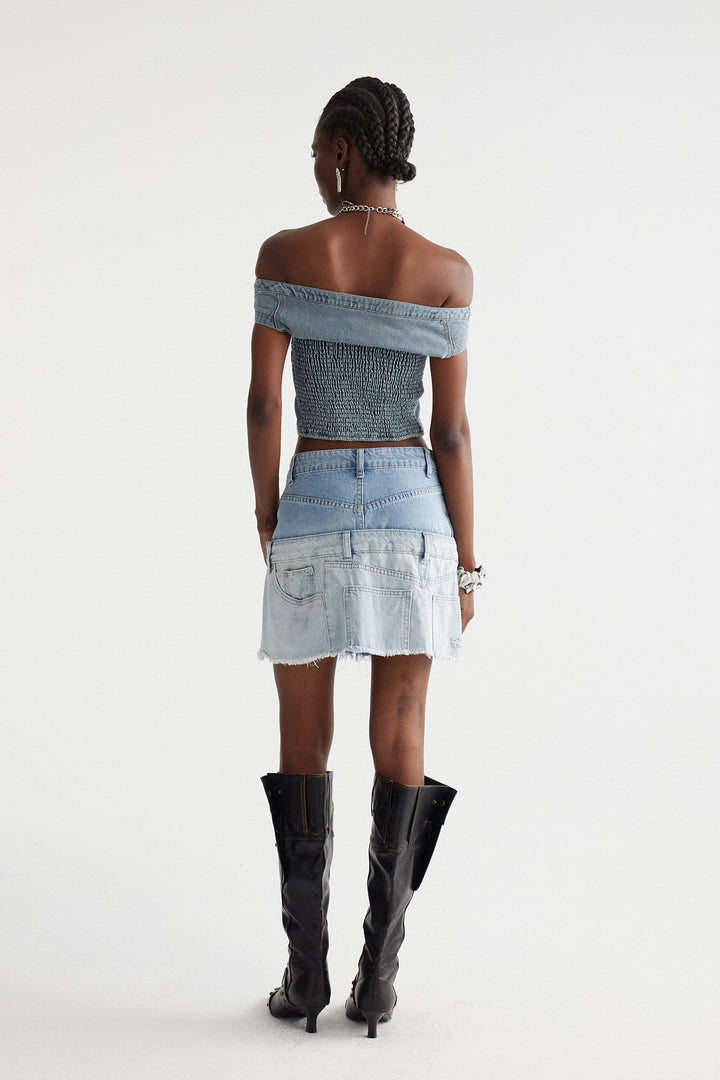 Inderjit Deconstruct Denim Mini Skirt