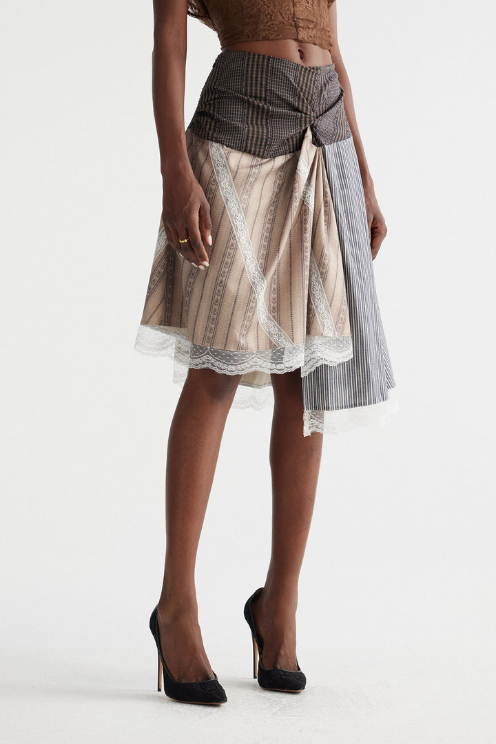 Inesa Deconstruct Stripe Midi Skirt