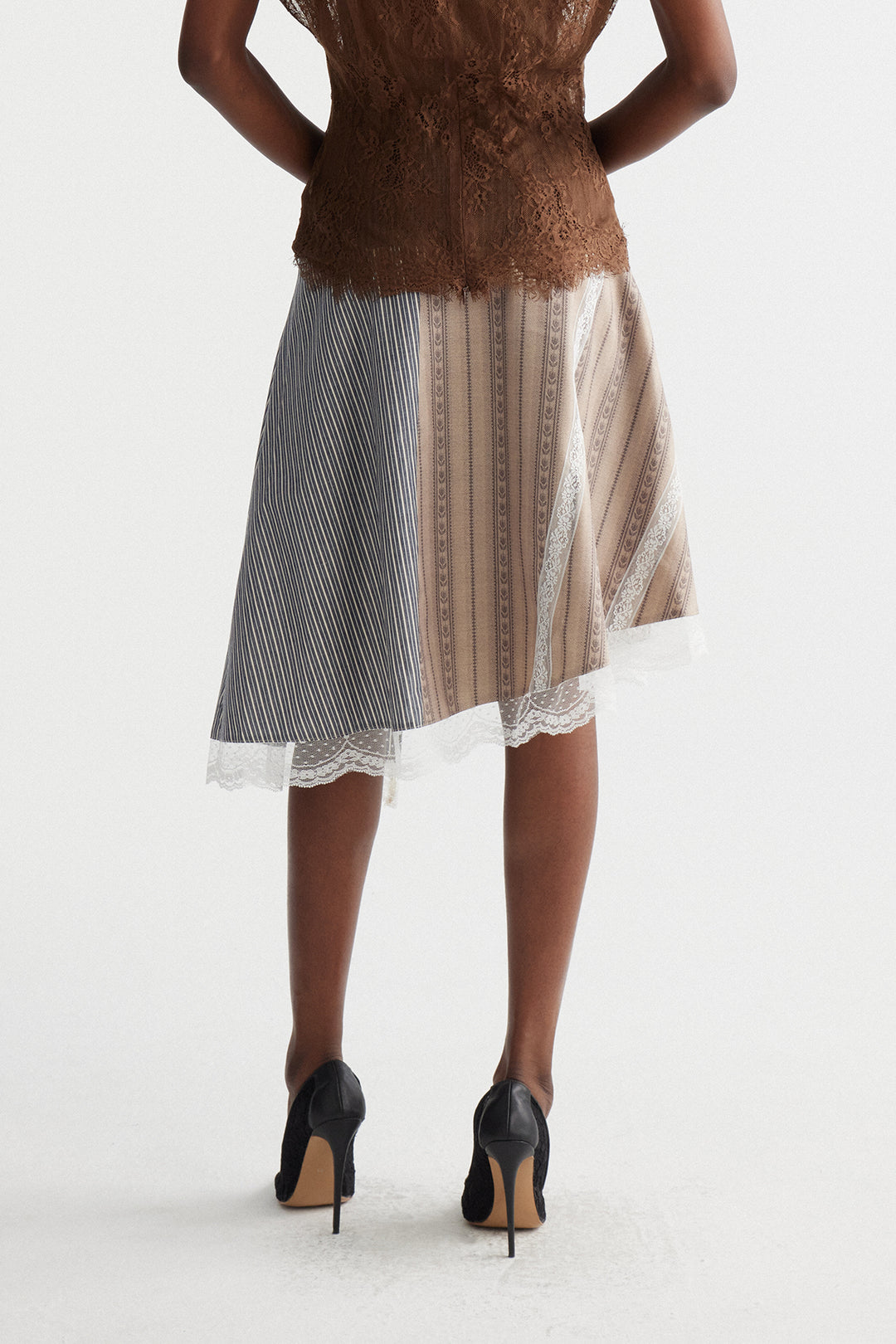 Inesa Deconstruct Stripe Midi Skirt