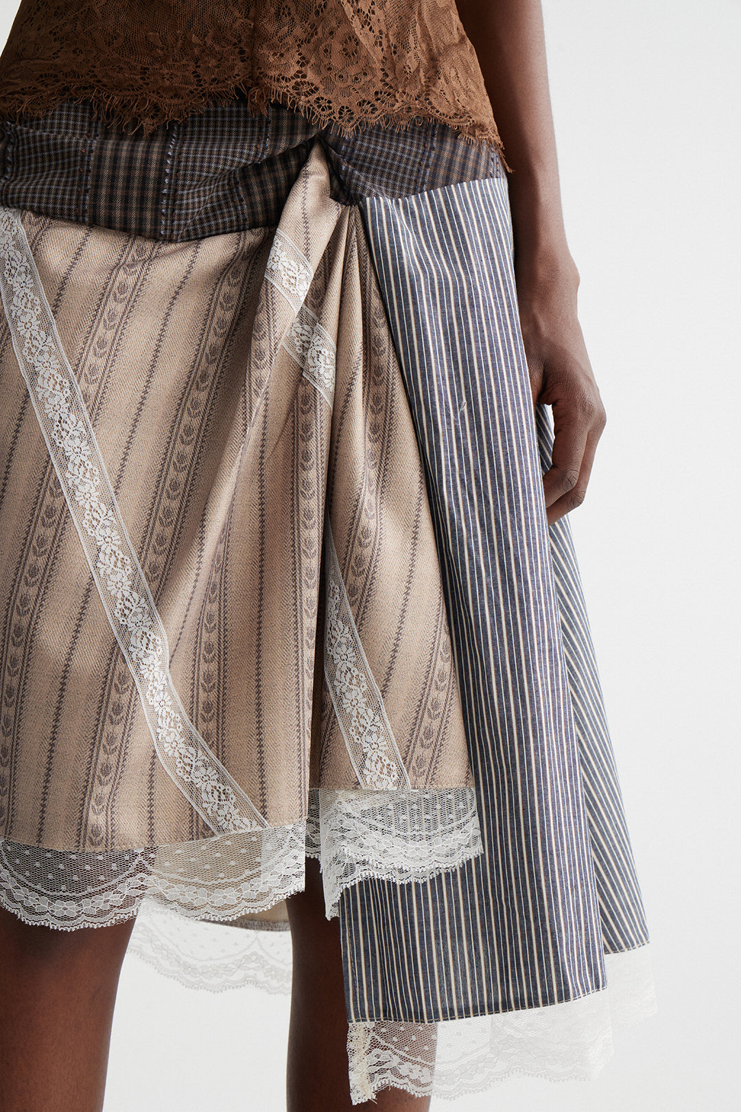Inesa Deconstruct Stripe Midi Skirt