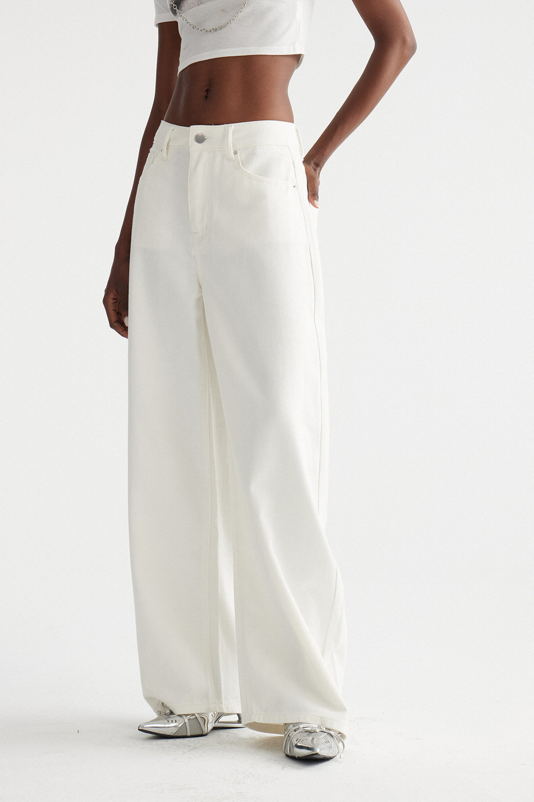Ingi Wide Leg Jeans In White