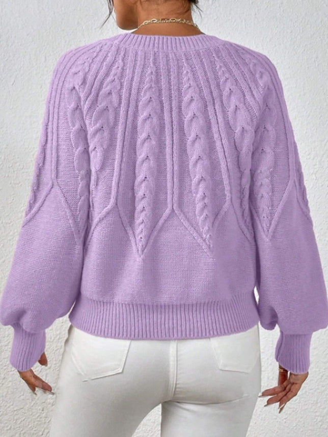 Kabelgebreide dames trui met volume mouwen – Merel