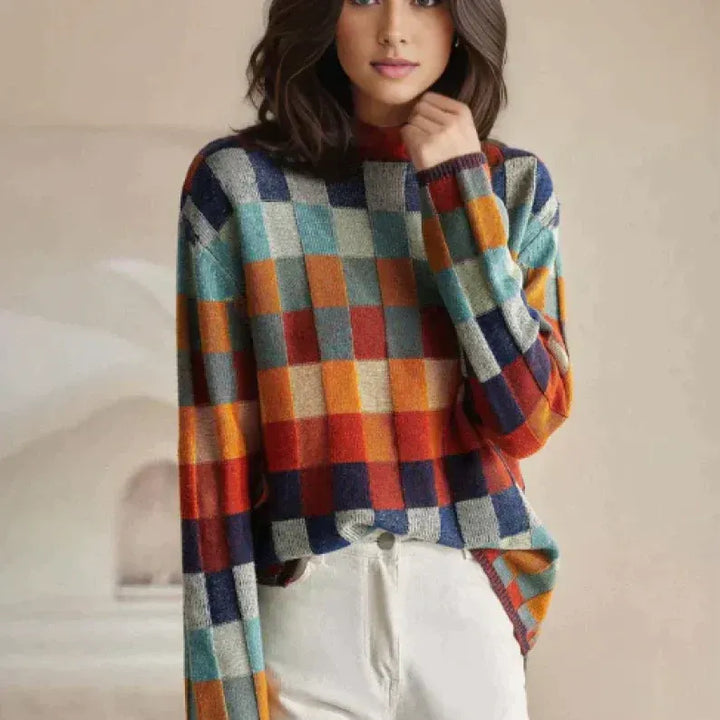 Multicolor damestrui met ruitpatroon – Elara
