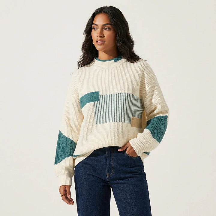 Patchwork gebreide dames trui – Camille