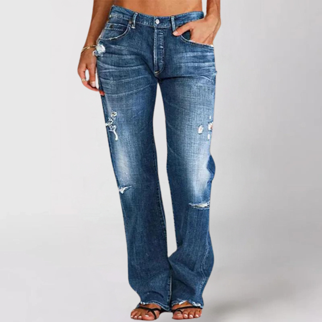 Jean femme jambes larges à coupe décontractée