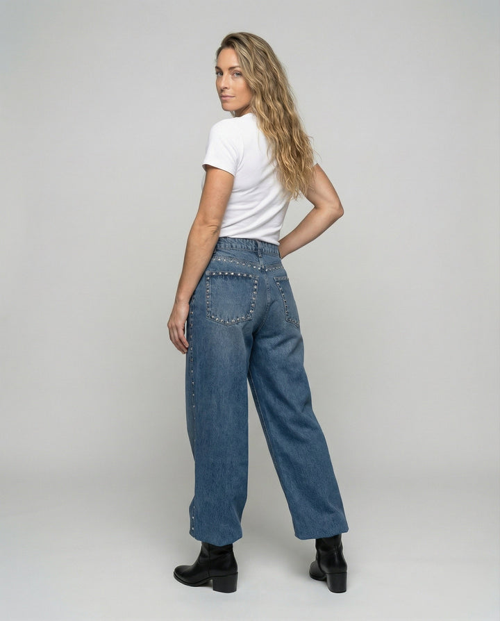 Wide leg jeans met studs - Vivid