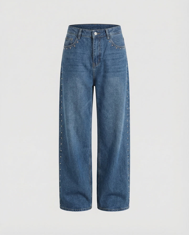 Wide leg jeans met studs - Vivid