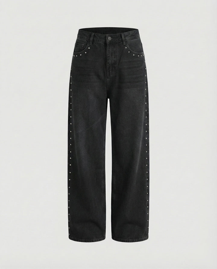 Wide leg jeans met studs - Vivid